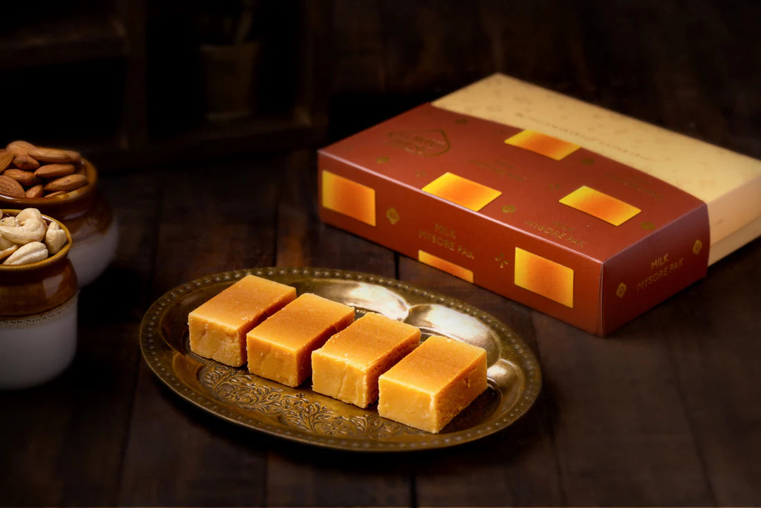 Mysorepak – Longer Shelf Life (MAP) - Long Lasting Mithai - Buy Online from Almond House | Desify