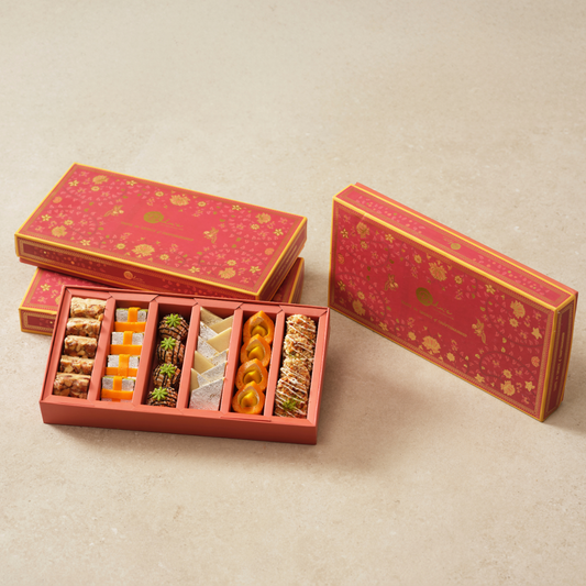 Rakhi 2026 Signature Assortment · 6 varieties · 31 hand-crafted mithai pieces · Desify