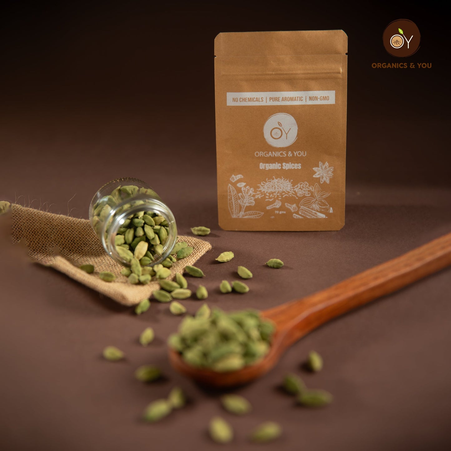 Idukki Organic Cardamom (8mm pods) - Spices - Buy Online from Organics & You | Desify