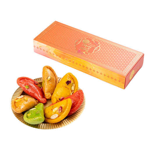 Holi Special 4-Flavour Gujiya Gift Box – Khoya, Rose, Kesar & Tulsi - Gift Packs - Buy Online from Dadus | Desify