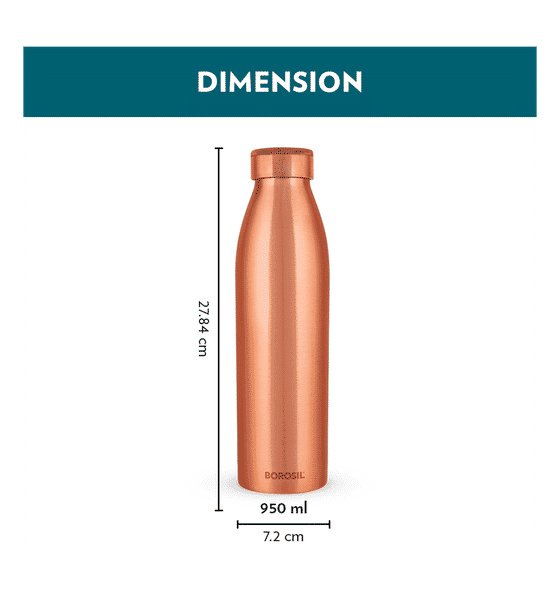 Borosil Pro 950ml Water Bottle for Everyday Use (Leakproof, Copper)