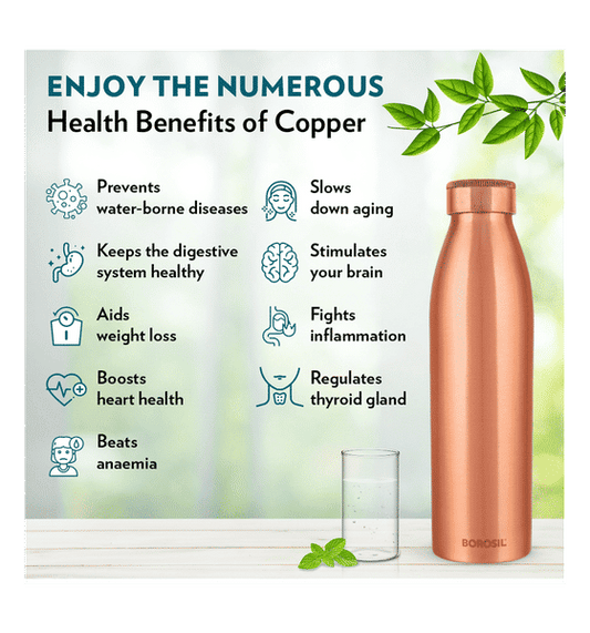 Borosil Pro 950ml Water Bottle for Everyday Use (Leakproof, Copper)