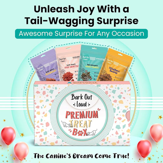 Premium Treat Box: Perfect gifts for Pets – 4 Delicious Treats for Dogs of All Life Stages
