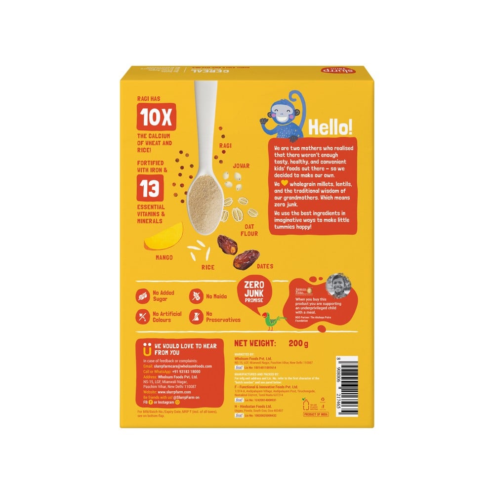 Slurrp Farm Cereal (Ragi, Rice & Mango)