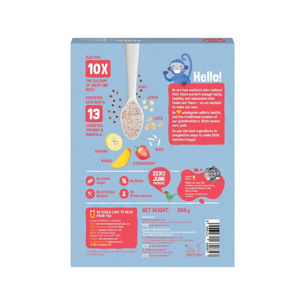 Slurrp Farm Multigrain Millets & Mixed Fruit Baby Cereal (With Milk)