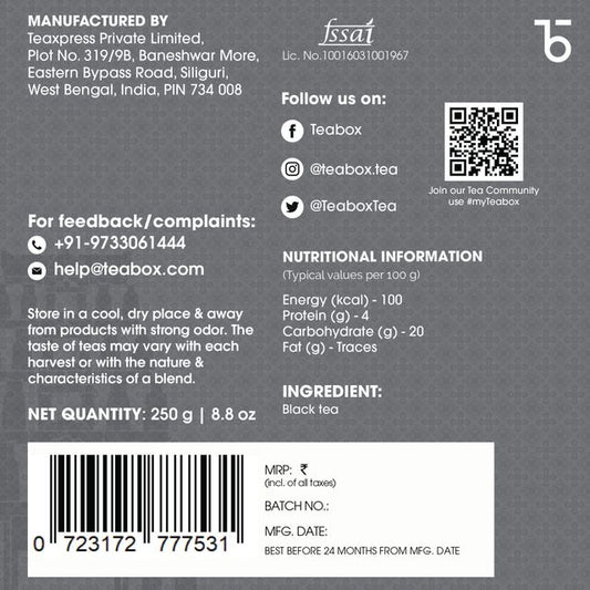 Teabox Premium Kadak Chai From The Gardens Of Assam & Dooars Ctc