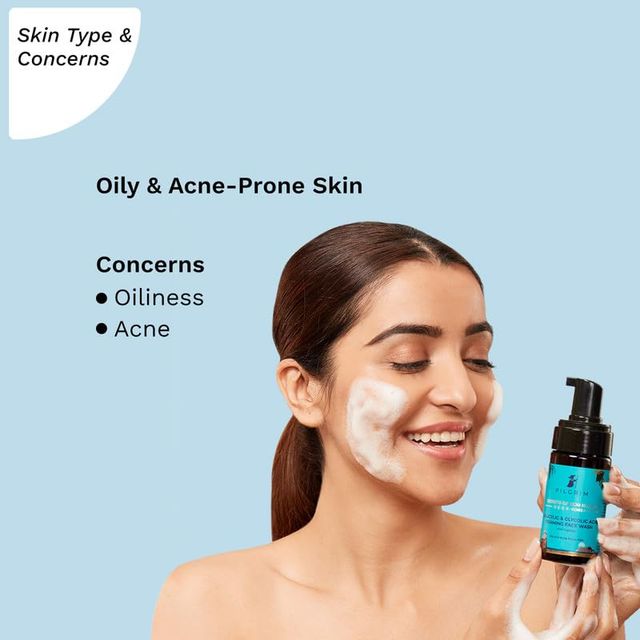 Pilgrim 1.5% Salicylic BHA & 2% Glycolic Acid AHA Foaming Face Wash for Oily & Acne Prone Skin, Unisex
