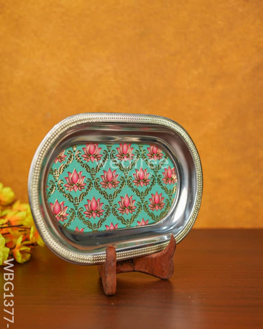 DIGITAL PRINTED MEENAKARI OVAL PLATE