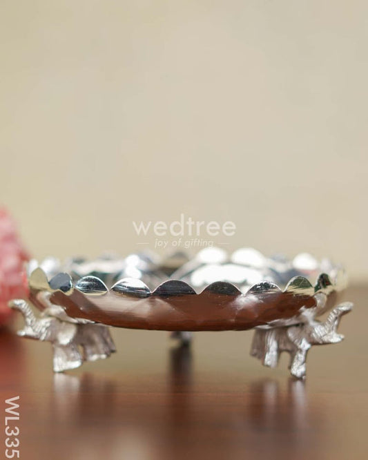 FANCY POOJA TRAY WITH ELEPHANT STAND - 8 INCH