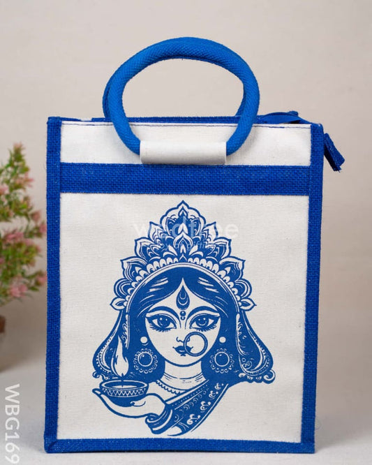 JUTE BAG WITH DURGA FACE PRINT