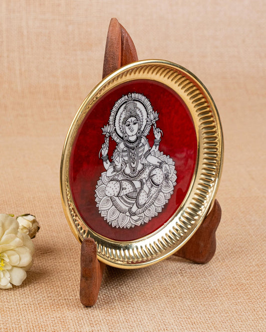 BRASS PLATE WITH MADHUBANI PRINT - 6 INCH