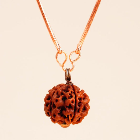 Adiyogi Rudraksha with copper chain (Long Chain). Energized Isha Panchamukhi (five faced) Rudraksha bead.