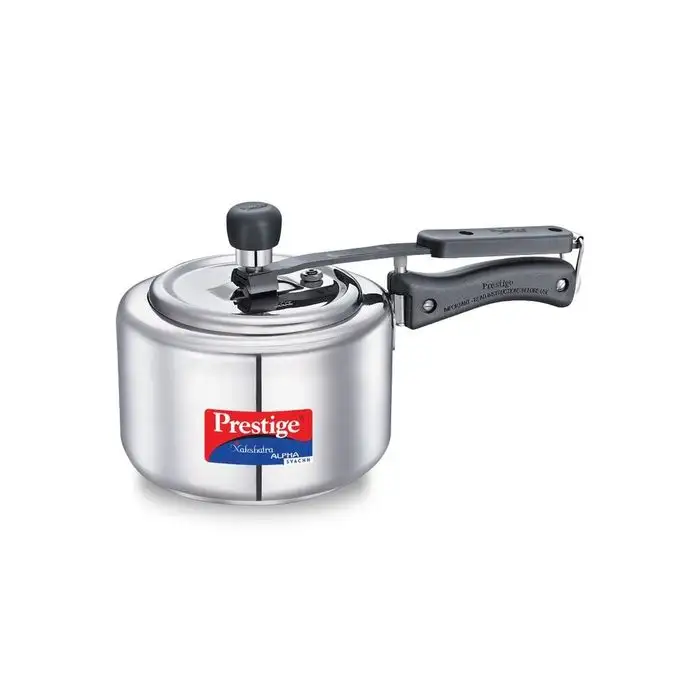 Prestige Nakshatra Alpha Svachh Stainless Steel Spillage Control Pressure Cooker - Induction Base (Silver)
