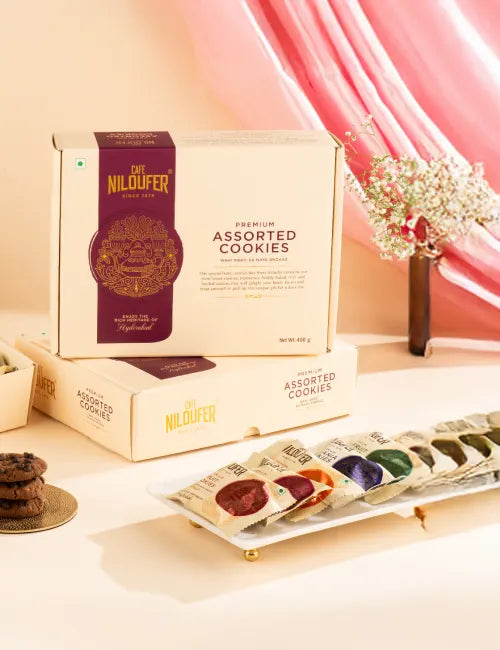 Hyderabadi Assorted Biscuits Pack โ Niloufer Style Cookies & Tea-Time Snacks - - Buy Online from Cafe Niloufer | Desify