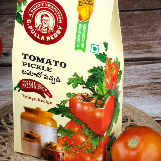 Close-up of G. Pulla Reddy Tomato Pickle