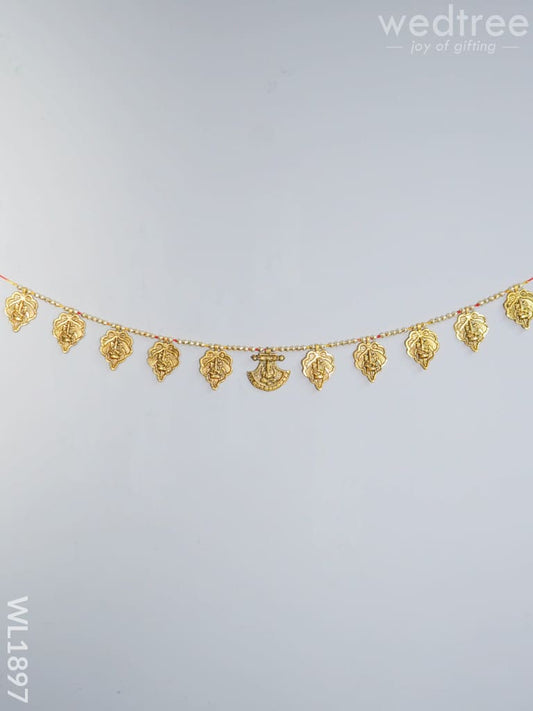 White Metal Thoran - Ganesh Motifs (Antique Gold Finish)