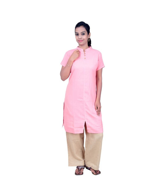 Women's 100% Organic Cotton Kurta With Embroidered "Aum" - Pink