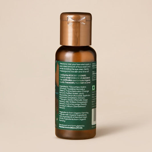 Shine & Glow Skin Brightening Organic Face Wash With Orange & Licorice Extract (All Skin Types) - 30ml