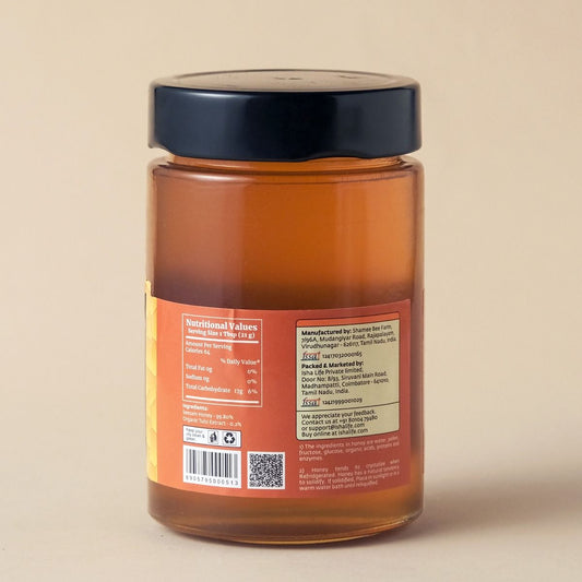 Tulsi Honey (500gm). Processed and filtered. Honey mixed with Tulsi extracts. High in medicinal value. Suggested for cold related symptoms. Good for Immunity