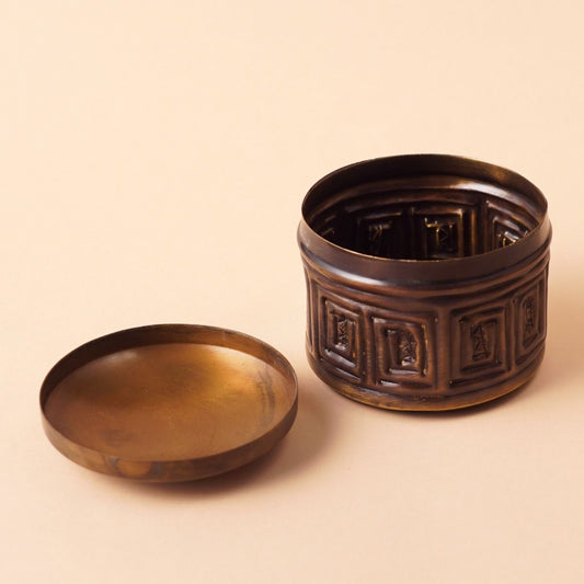 Abstract textured brass trinket box - small