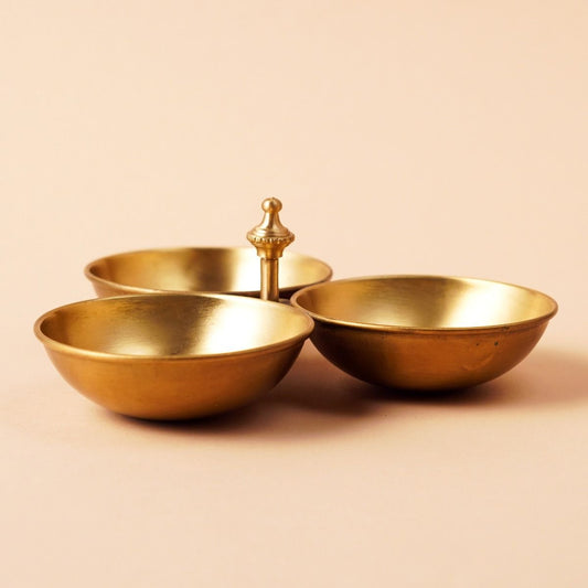 Traditional 3 Bowl Kumkum-Turmeric Holder