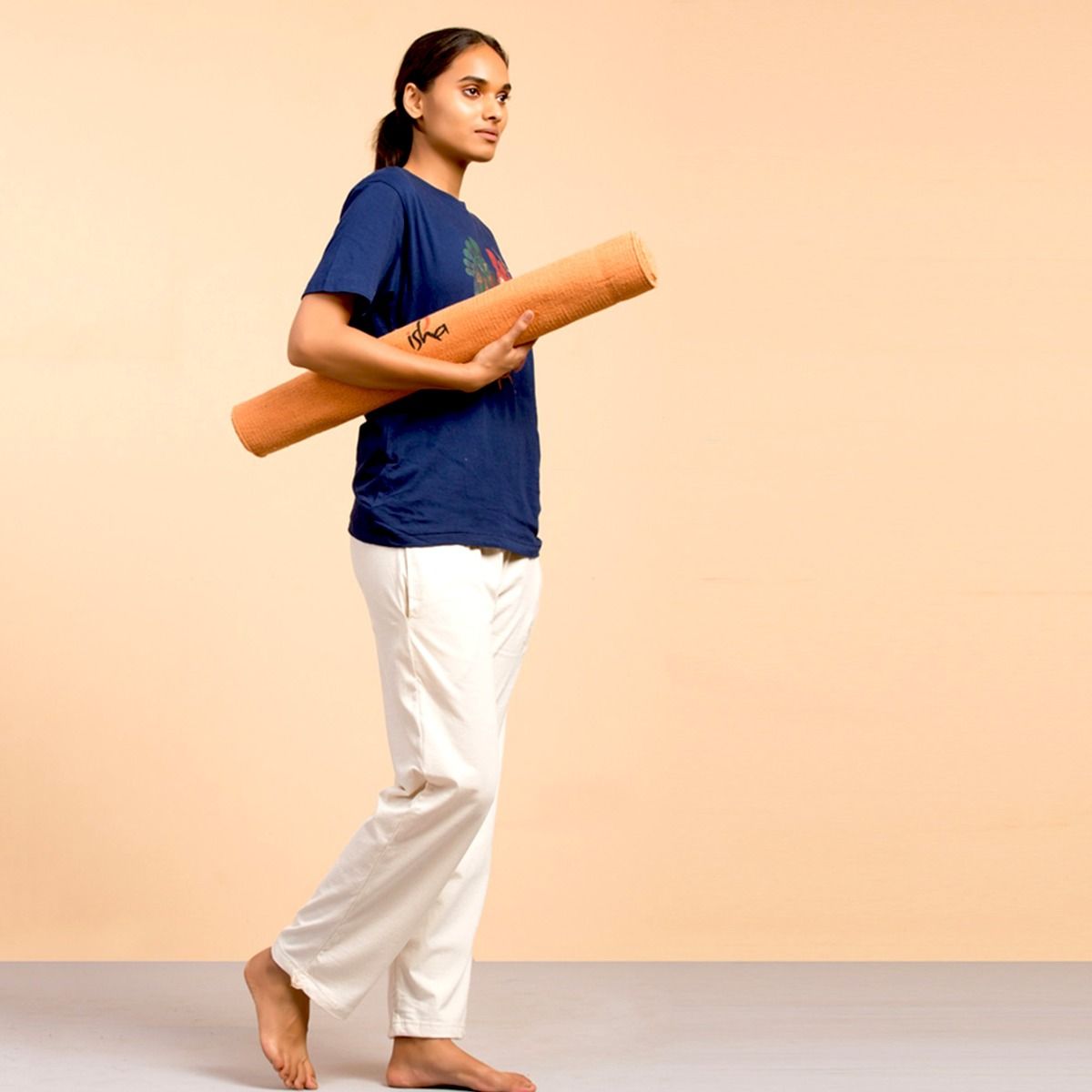 100% Cotton Rug Yoga Mat - Orange. Eco-friendly. Washable. For Yoga And Exercise.