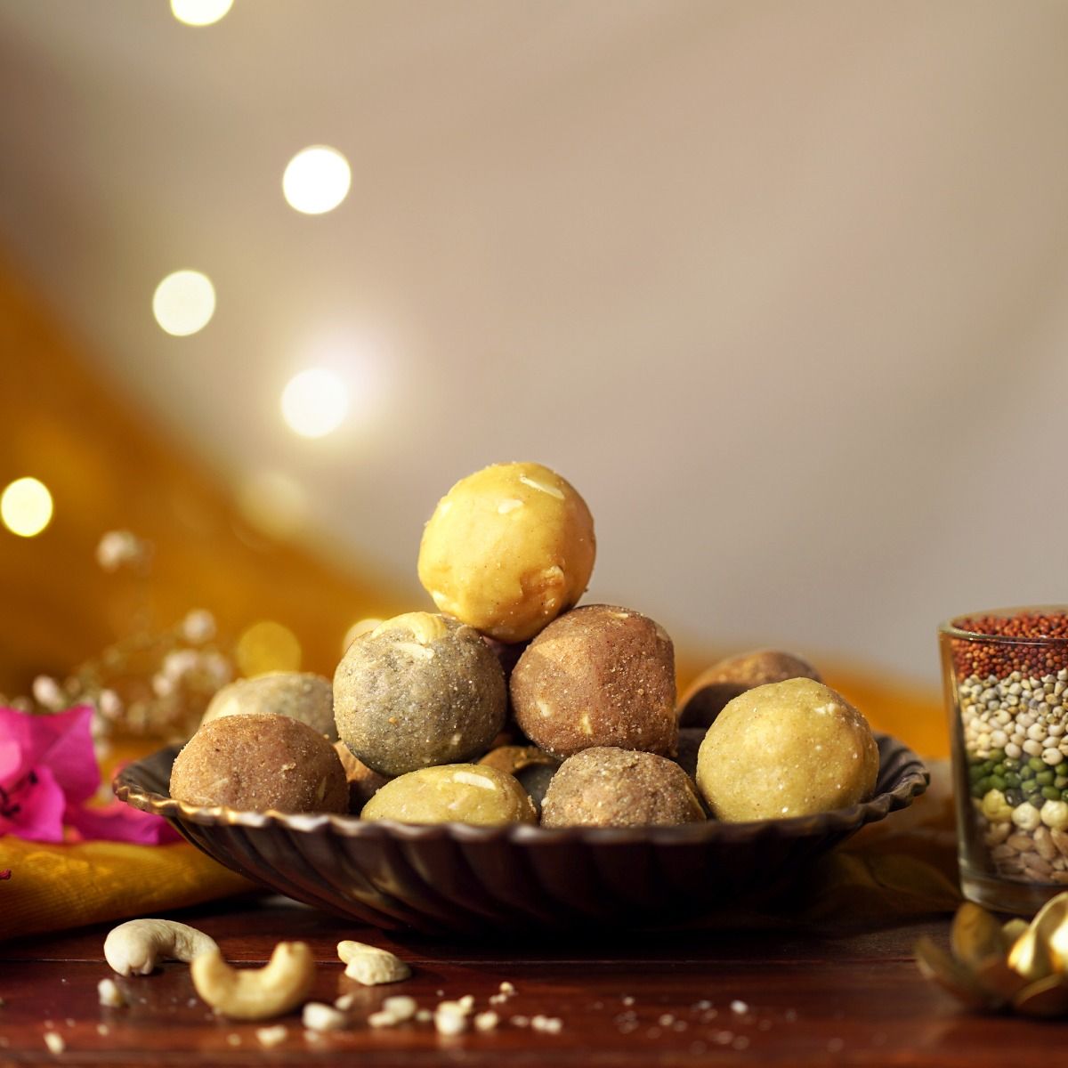 A2 Ghee Jiva Shakti Laddoos with Nuts (540g). Pack of 18 (Set of 3). Millet and Multi-Grain Laddoo with Goodness of A2 Cow Ghee and Nuts