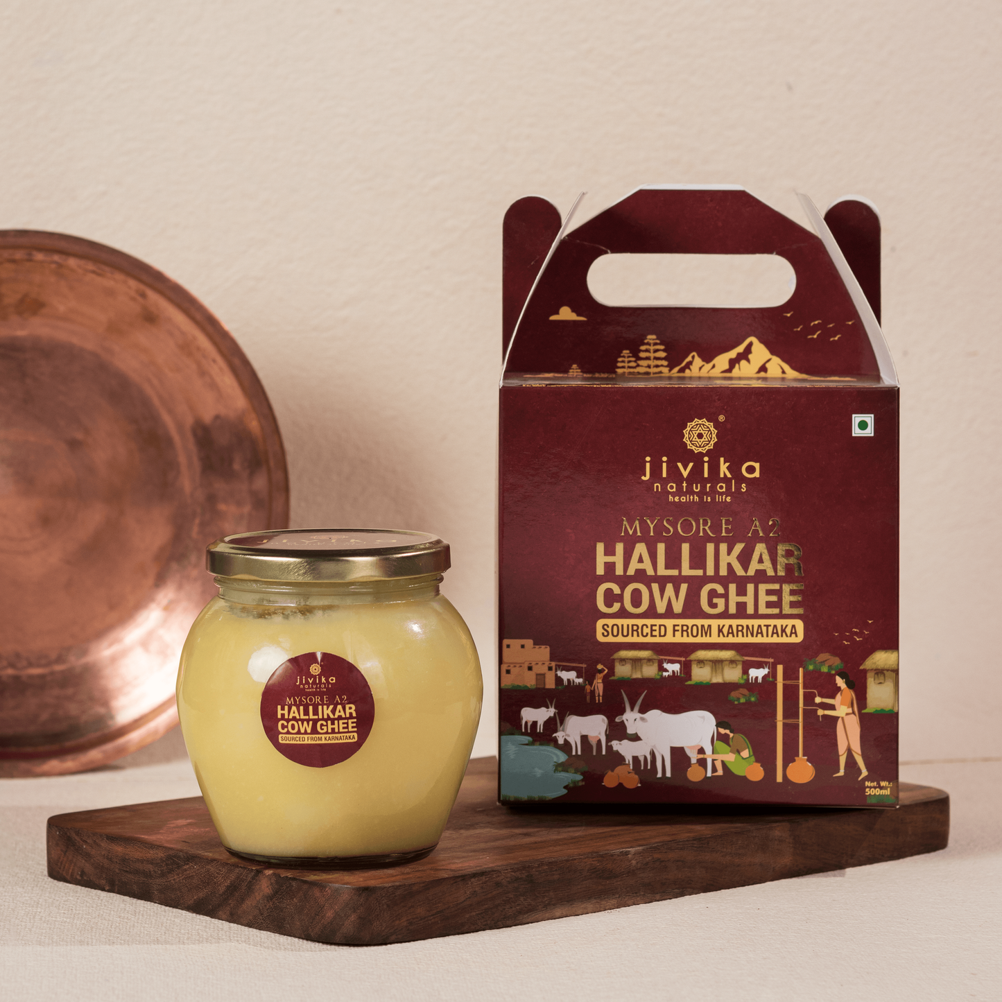 Mysore A2 Hallikar Cow Ghee 1000ml | Vedic Bilona Ghee from Karnataka | Hand-churned from Whole Curds