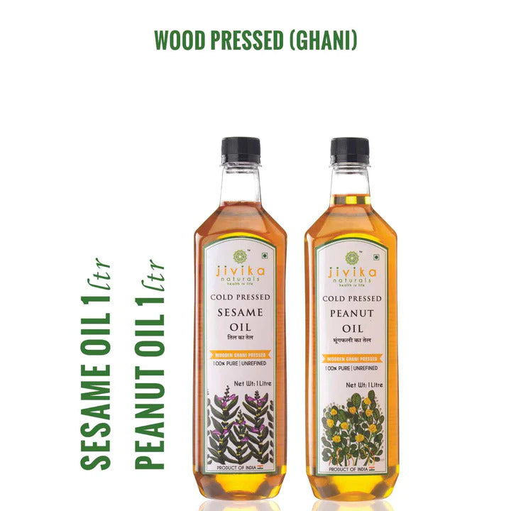Wood Pressed Sesame & Peanut Oil (1 +1) COMBO 2 Litres
