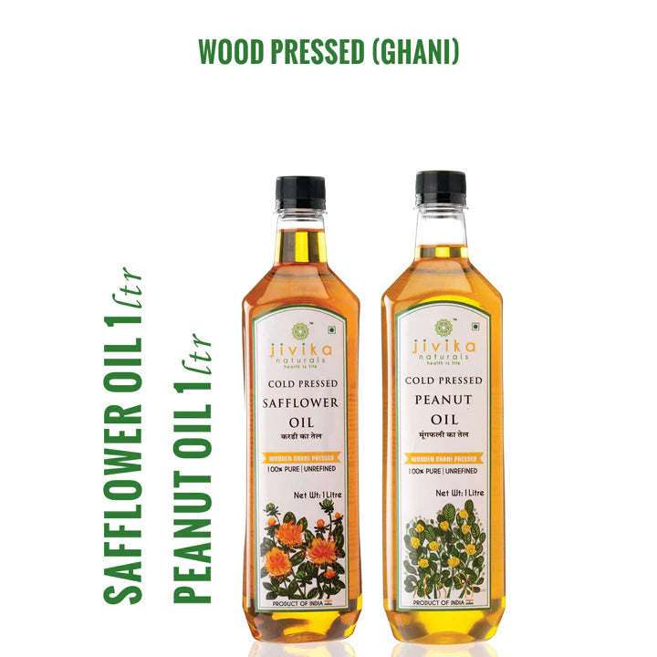Wood Pressed Safflower & Peanut Oil (1 +1) COMBO 2 Litres