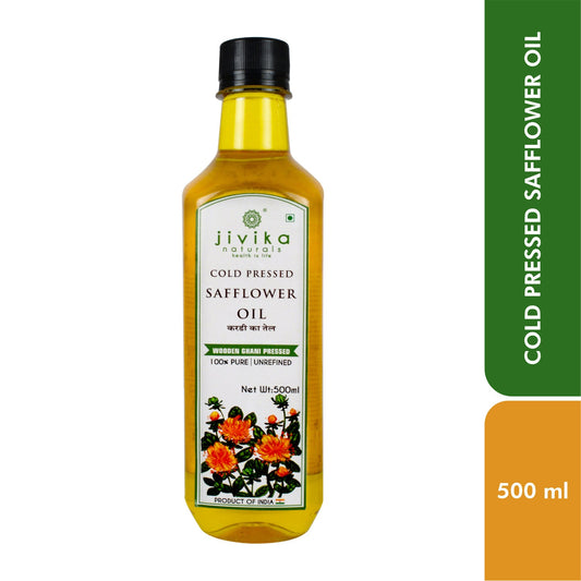Cold Pressed Safflower Oil (Pure, Unrefined, Extracted In Wooden Ghani)