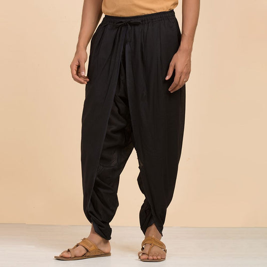 IshaÕs signature. Ready to wear Unisex Dhoti Pants(Black) / Panchakacham. Certified organic cotton. Easy to pull on. Versatile. Comfortable for both casual and formal wear.