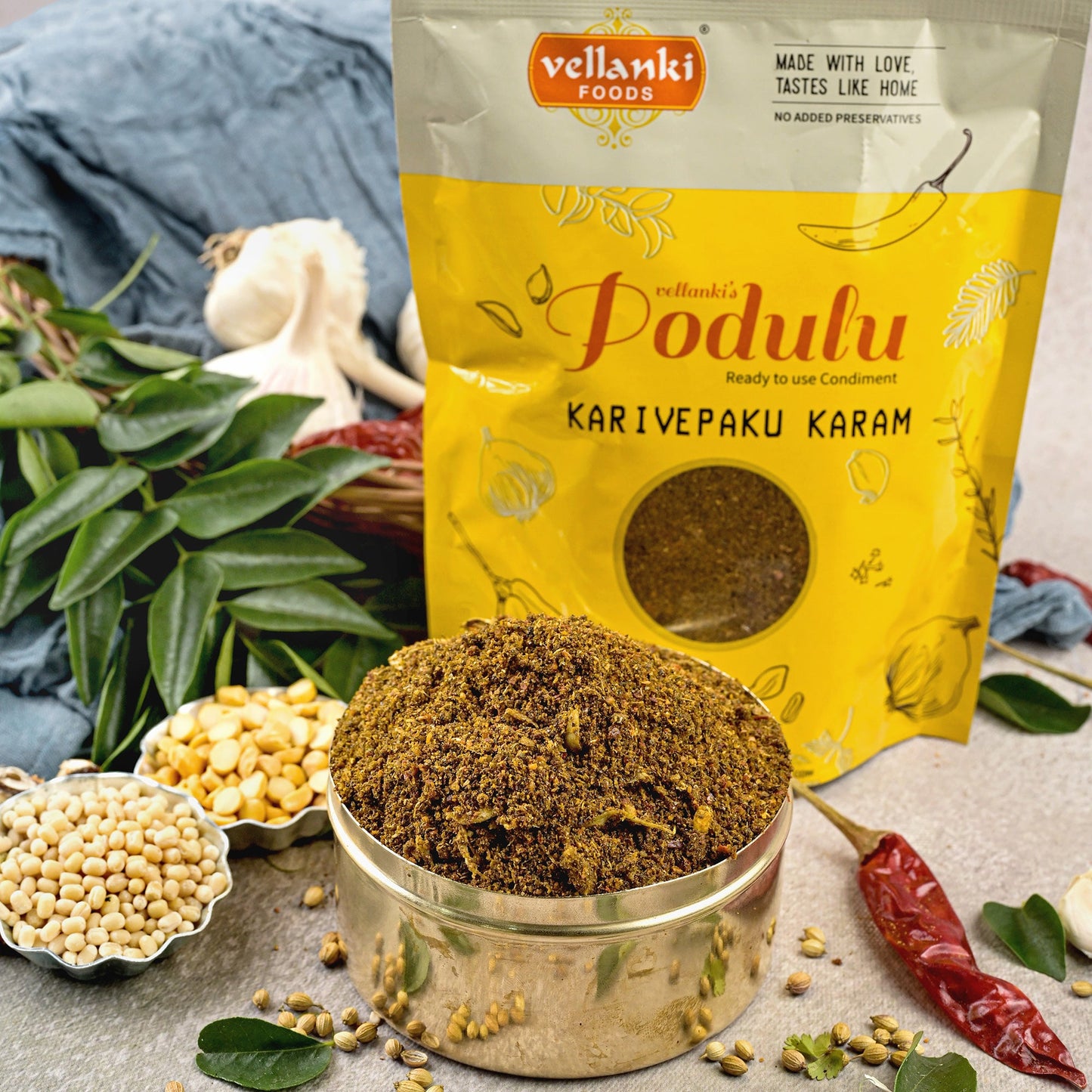 Karivepaku Karam Podi(Curry Leaves Powder) - Podi - Buy Online from Vellanki Foods | Desify