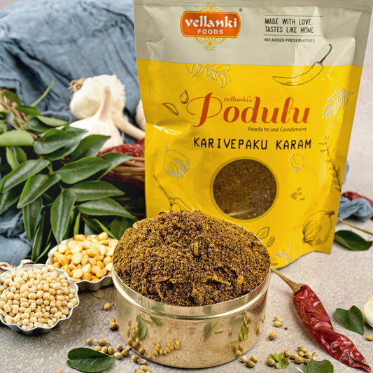 Karivepaku Karam Podi(Curry Leaves Powder) - Podi - Buy Online from Vellanki Foods | Desify