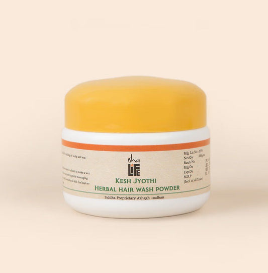 Kesh jyothi herbal hair wash powder (100 gm). IshaÕs unique Siddha formulation. A herbal powder with Shikakai and 3 other natural and traditional herbs. For healthy scalp and hair.