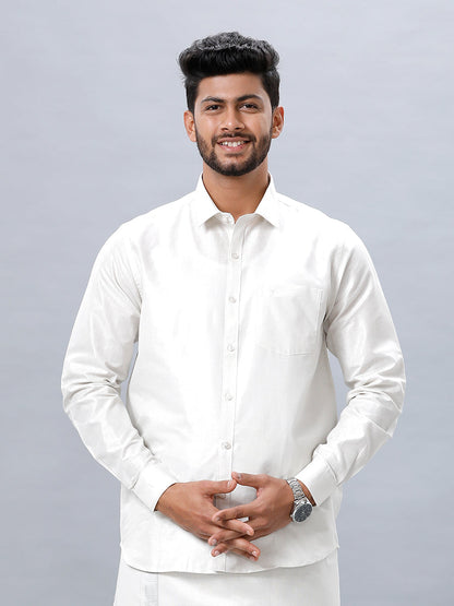 Mens Silver Tissue Shirt Sankalpam