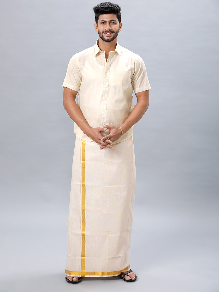 Mens Gold Tissue Shirt Sankalpam