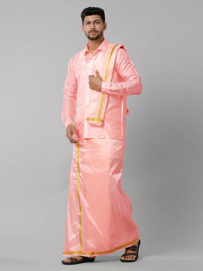 Father & Son Full Sleeves Art Silk Combos Swayamvara Pink