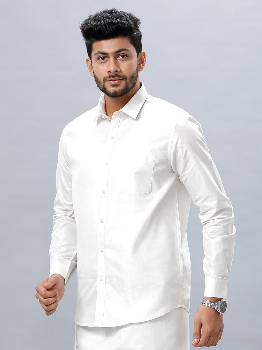 Mens Silver Tissue Shirt Sankalpam