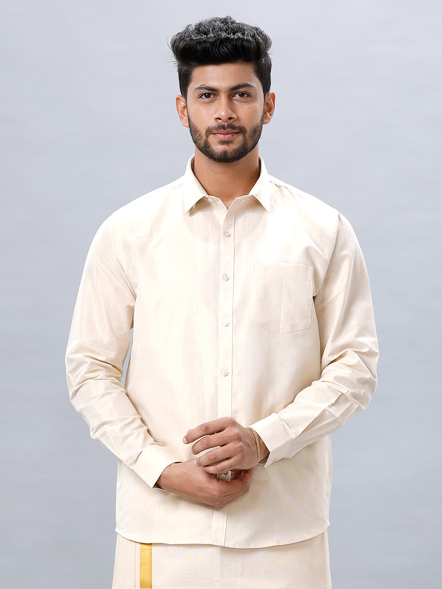 Mens Gold Tissue Shirt Sankalpam