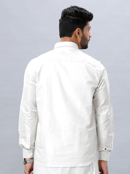 Mens Silver Tissue Shirt Sankalpam