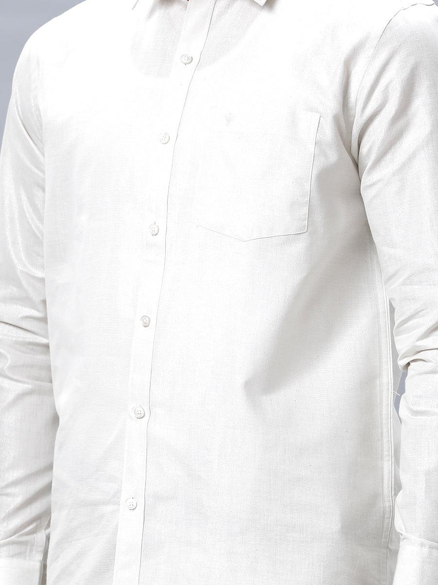 Mens Silver Tissue Shirt Sankalpam