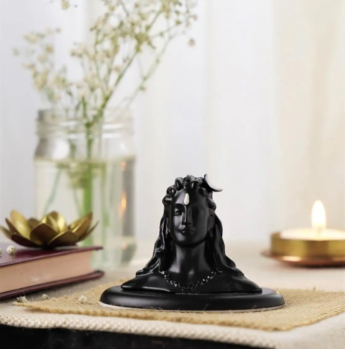 Adiyogi miniature 2" car stand - Black (Metal)