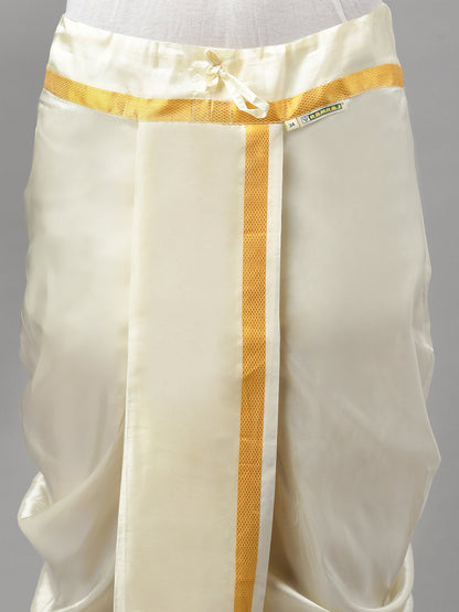 Mens Pure Silk Kurta with Readymade Panchakacham & Towel 1" Border Set