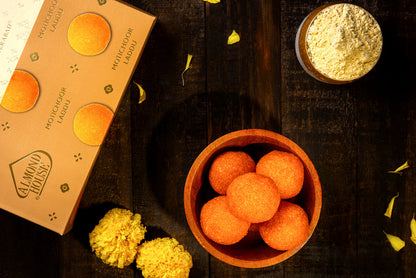Motichoor Laddu – Longer Shelf Life (MAP) - Long Lasting Mithai - Buy Online from Almond House | Desify