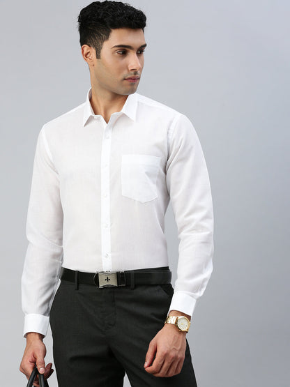 Mens Cotton White Shirt Leader White