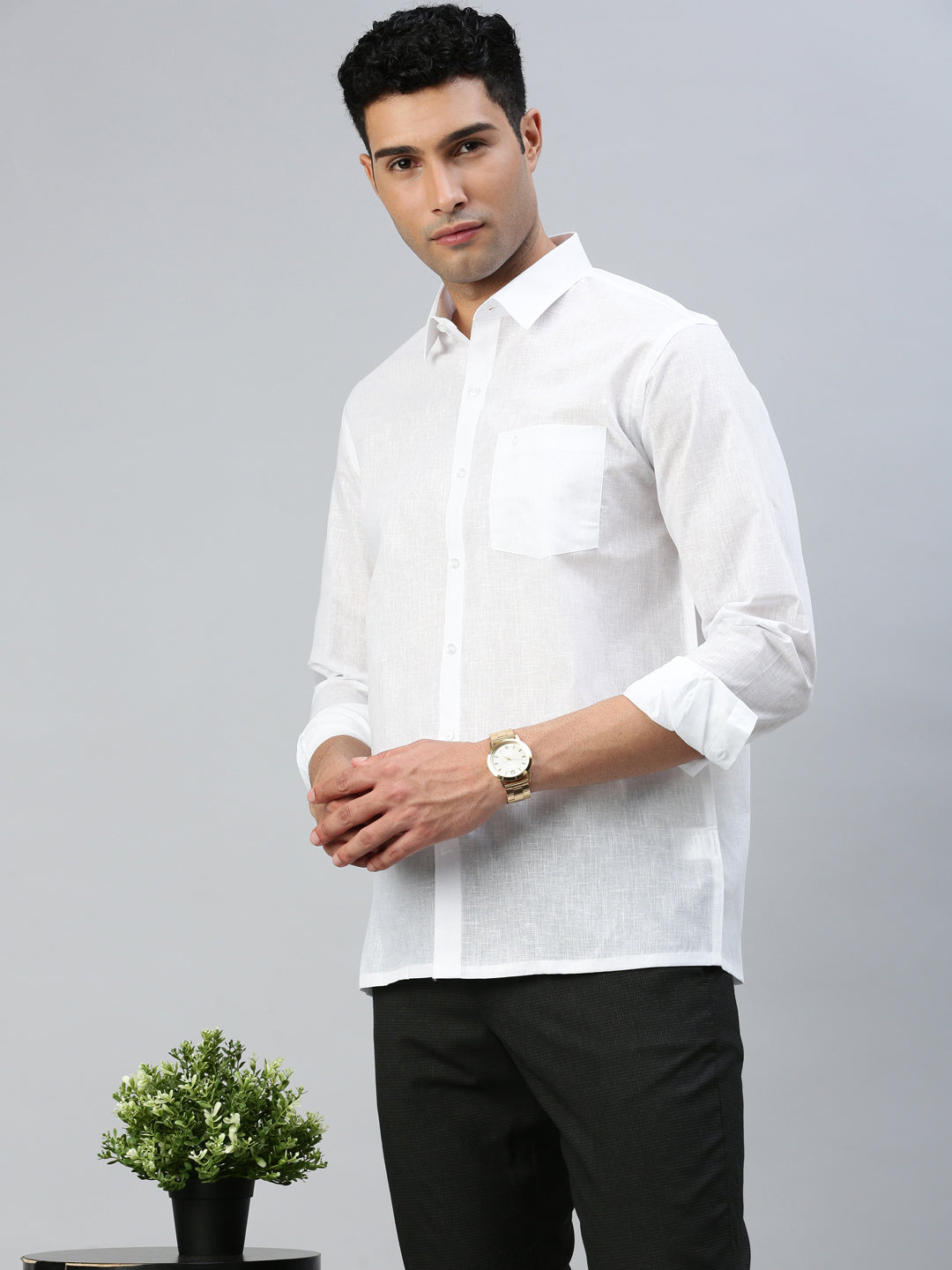 Mens Cotton Rich White Shirt Minister Plus