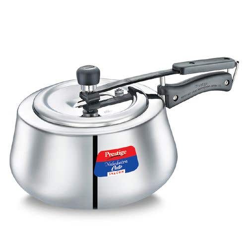 Prestige Nakshatra Cute Svachh Stainless Steel Spillage Control Pressure Cooker - Gas and Induction Compatible(Silver)