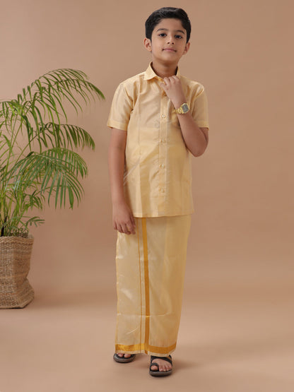 Father & Son Full Sleeves Art Silk Combos Swayamvara Gold