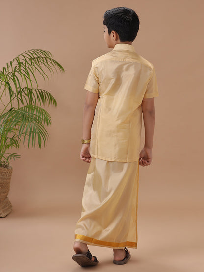 Father & Son Full Sleeves Art Silk Combos Swayamvara Gold